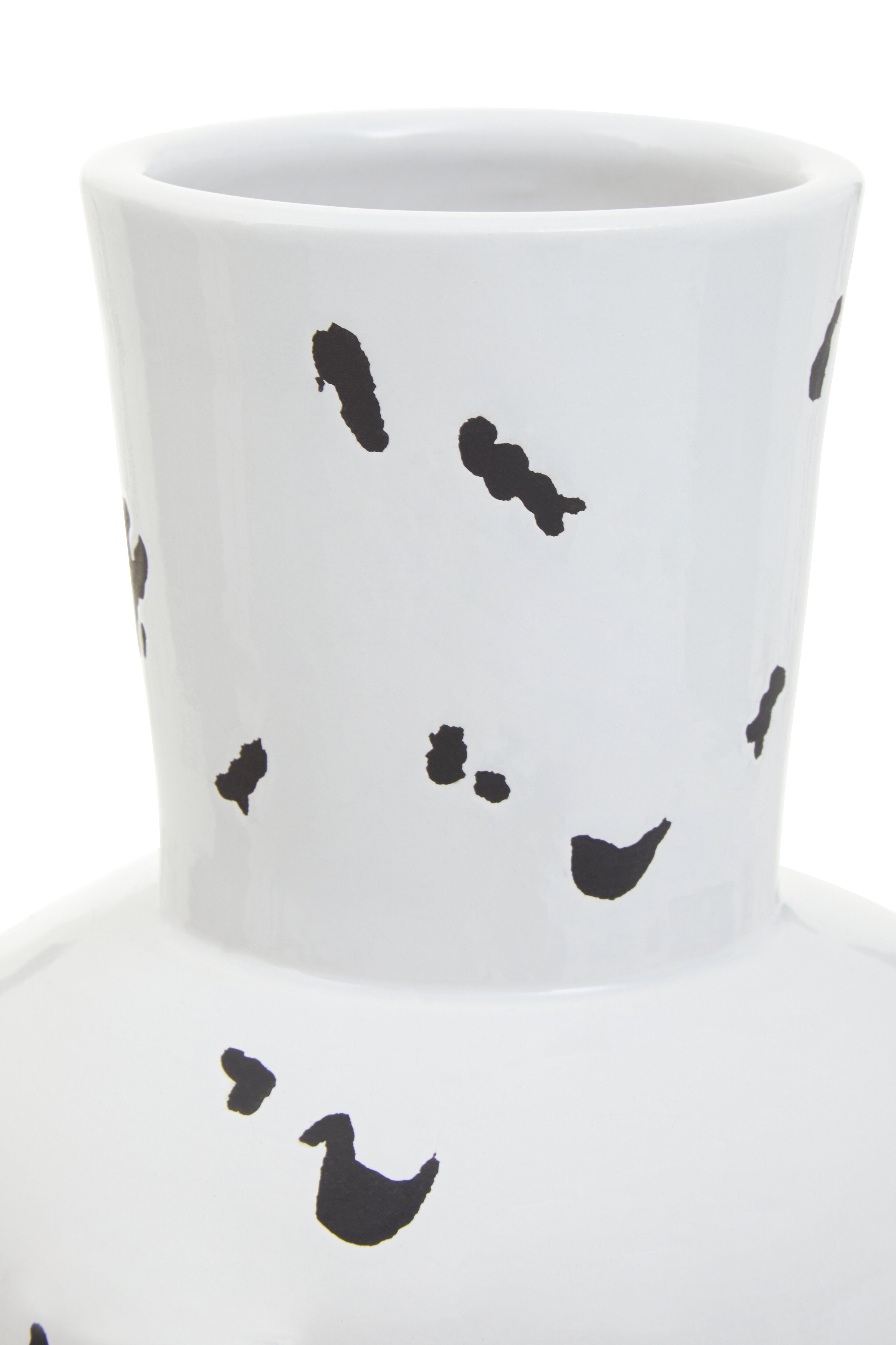 Alston Geometric White & Black Ceramic Vase | Large